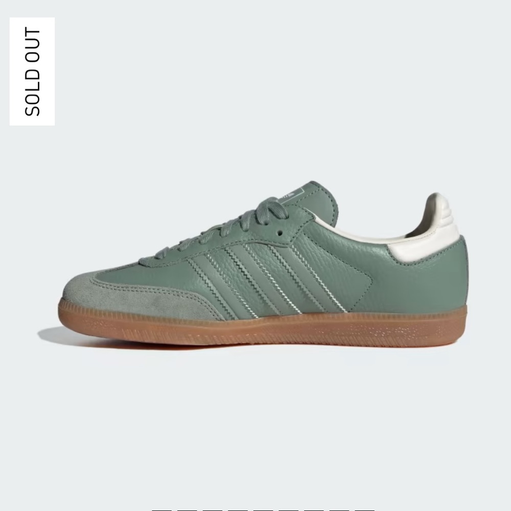 NWT Adidas Samba OG Originals Silver Green Sneakers Size Women’s 6.5 - Picture 4 of 15